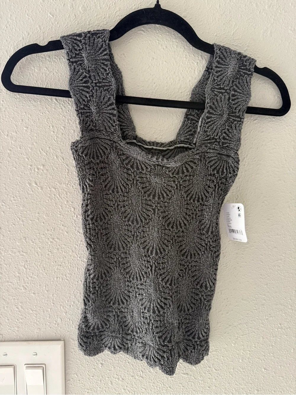 NWT Free people love letter cami in black/ grey.